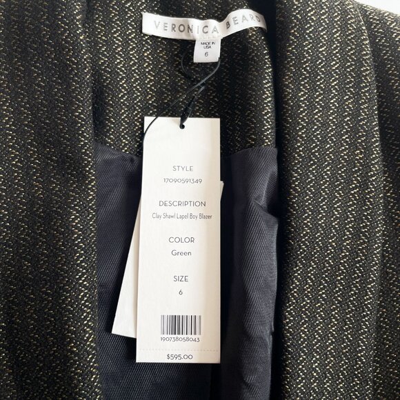 Veronica Beard Clay Shawl Lapel Boy Blazer Green Size 6 NEW NWT - Picture 6 of 9
